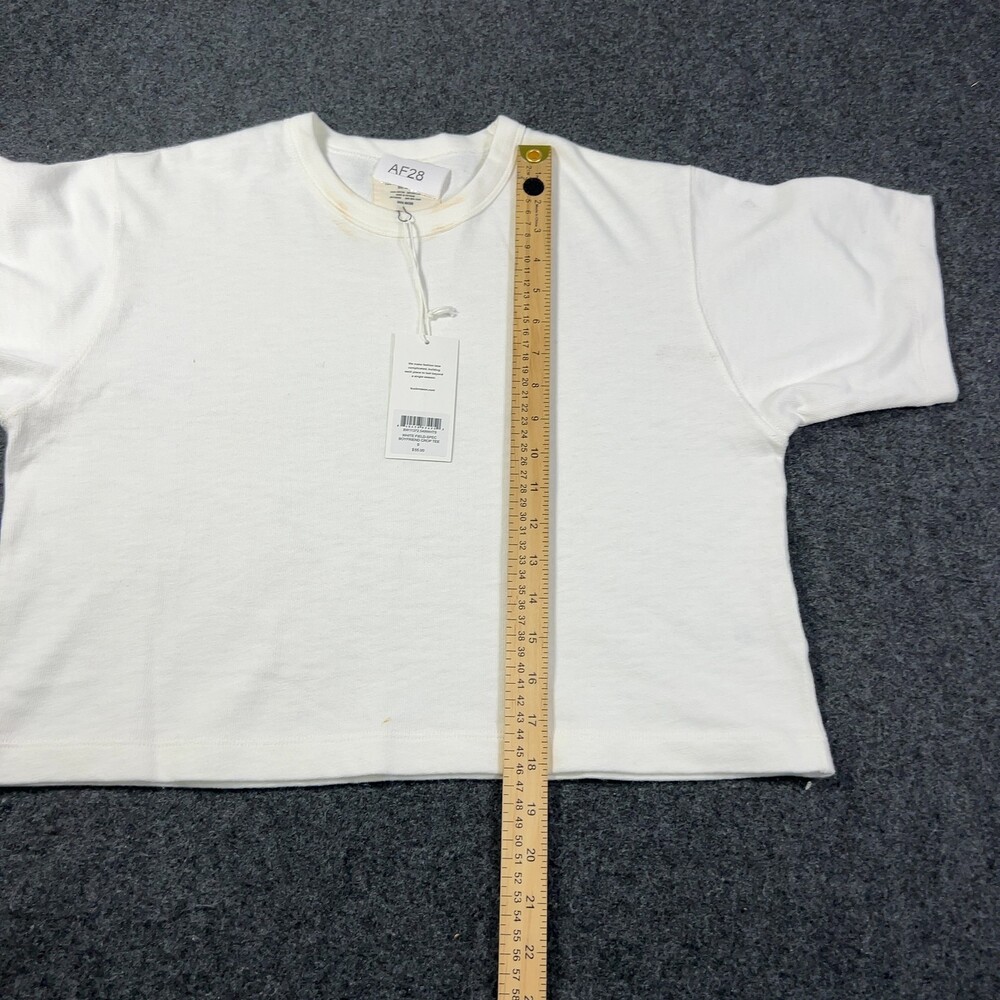 Buck Mason White Field-Spec Boyfriend Crop Tee Womens Sz Small NWI Msrp55 [AF28] - Picture 15 of 16